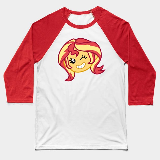 Emoji Sunset Shimmer wink Baseball T-Shirt by CloudyGlow